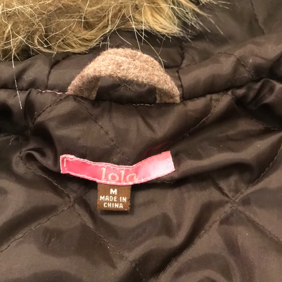 Vintage Y2K Lola Brown Plaid Wool Blend Crop Bomber Coat w/Faux Fur Trim Hood - Picture 5 of 15